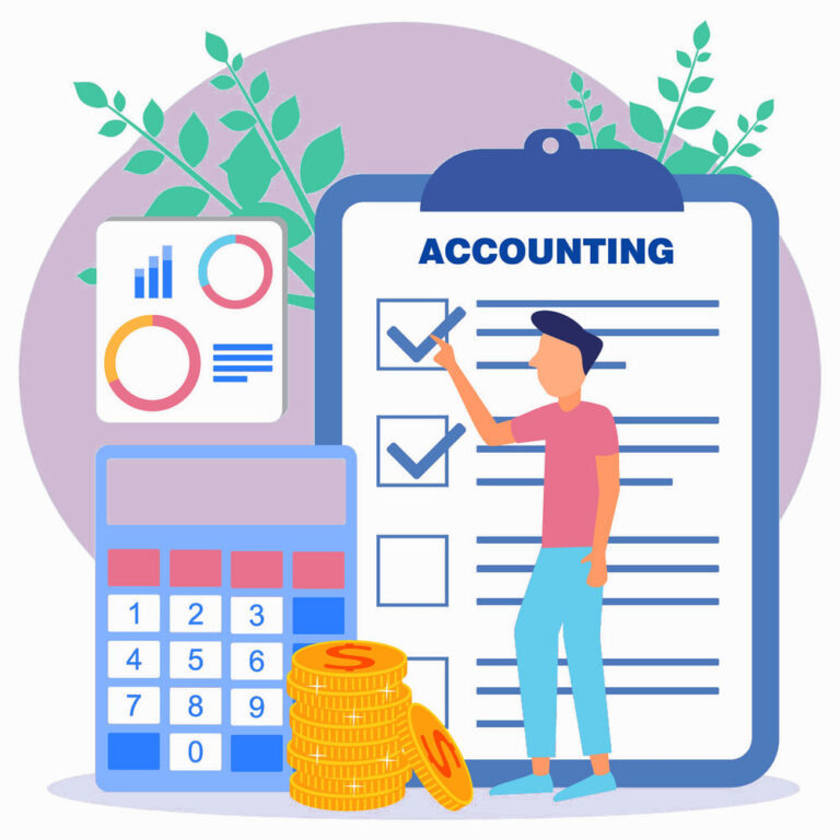 Vector illustration of business concepts, business people with bookkeeping, accounting and auditing developments.