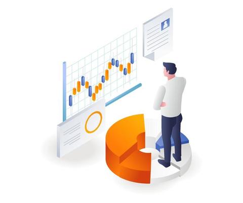 the-man-is-analyzing-the-development-of-trading-investment-free-vector